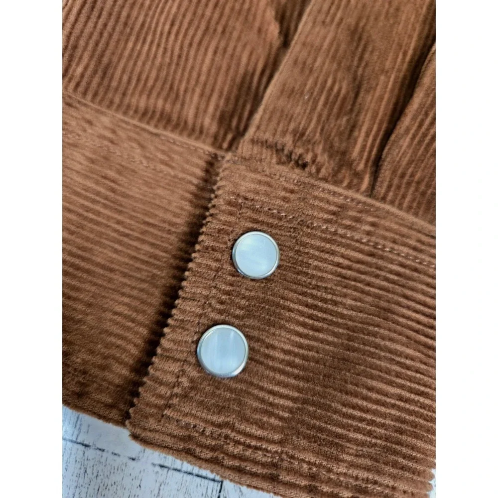 Levis The Western Brown Corduroy Pearl Snap Shirt Mens XXL 100% Cotton NEW